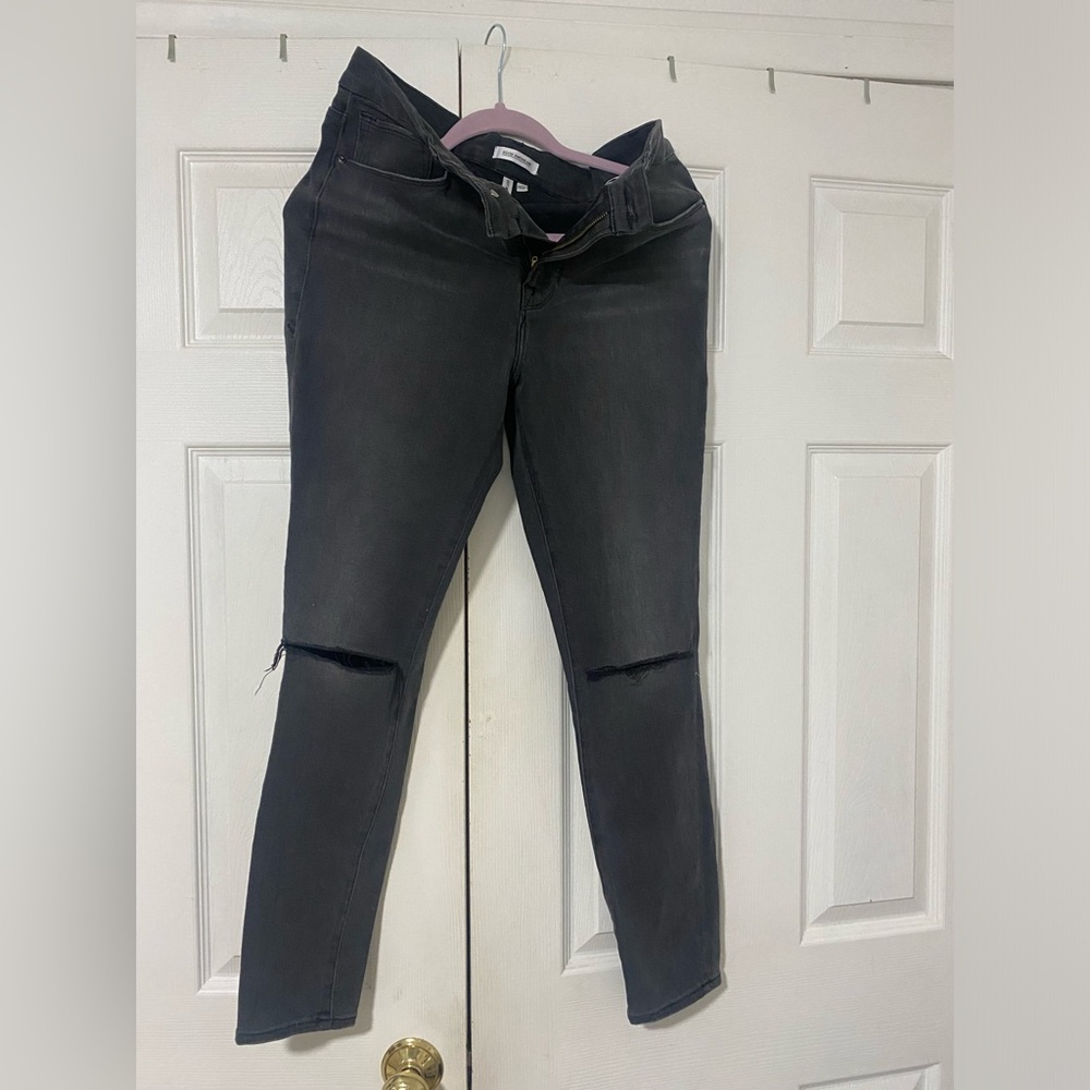 Good American black ripped jeans
